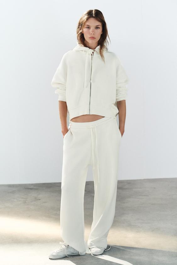 HOODIE WITH ZIP - Oyster-white by Zara - Image 0