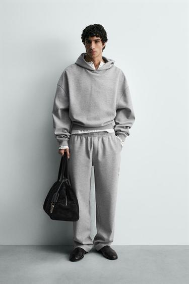 КАПЮШОНДЫ ЖАПСЫРМАЛЫ СВИТШОТ - Сұр мергель Zara компаниясынан