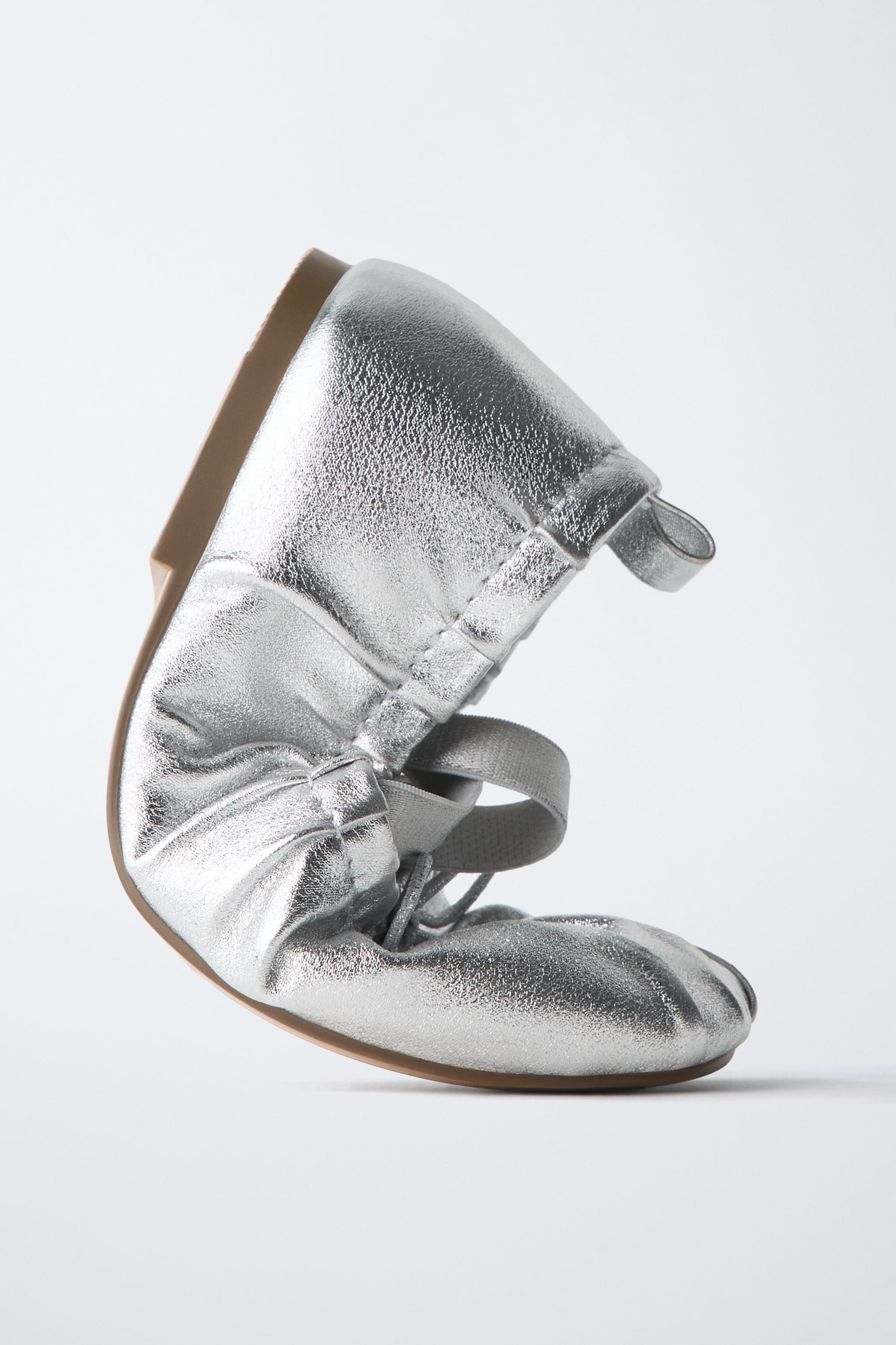 Обувь Zara METALLIC BALLET FLATS — фото 3