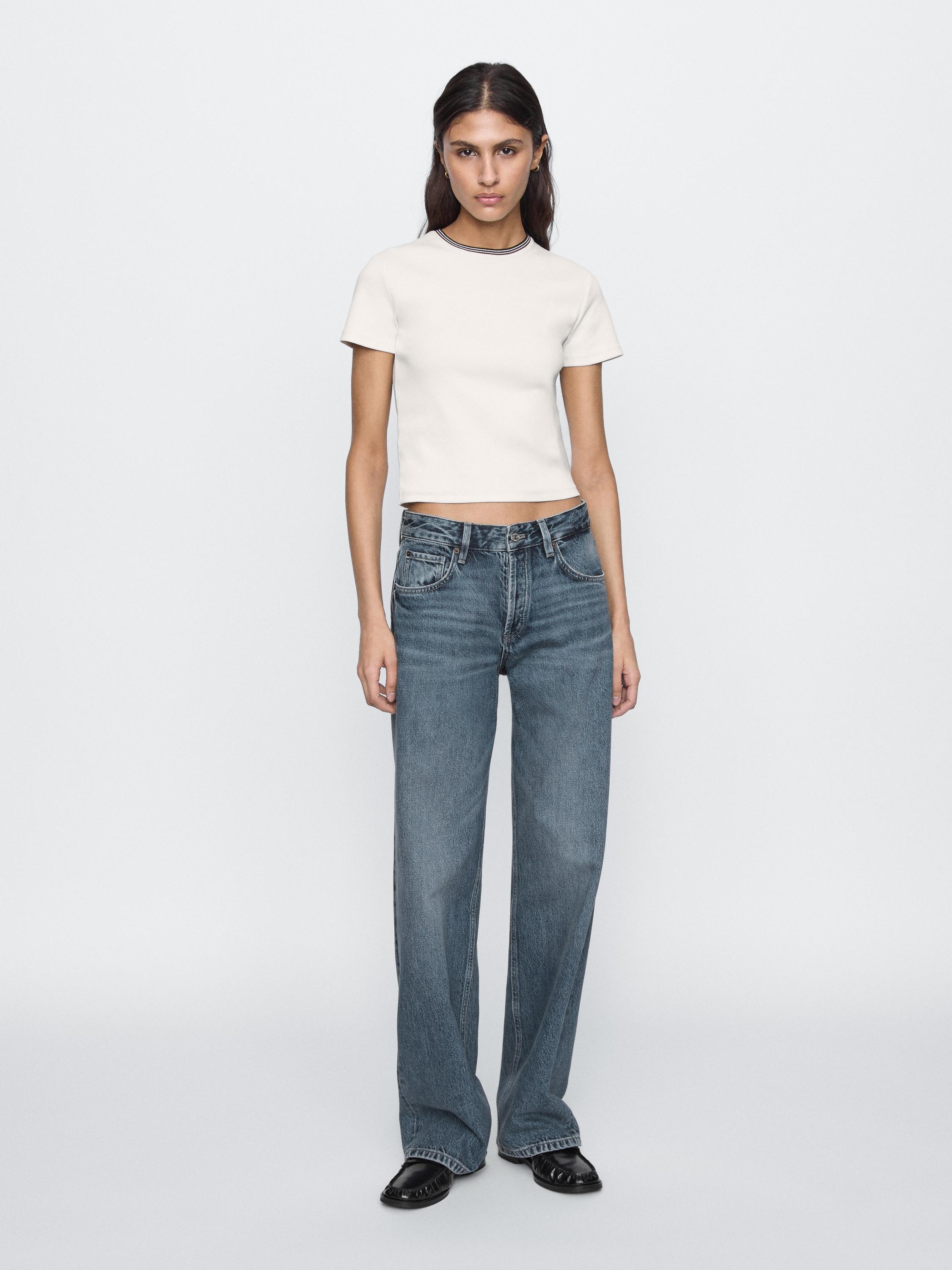 Mid-waist wide-leg jeans - Gray / Natural | ZARA United States