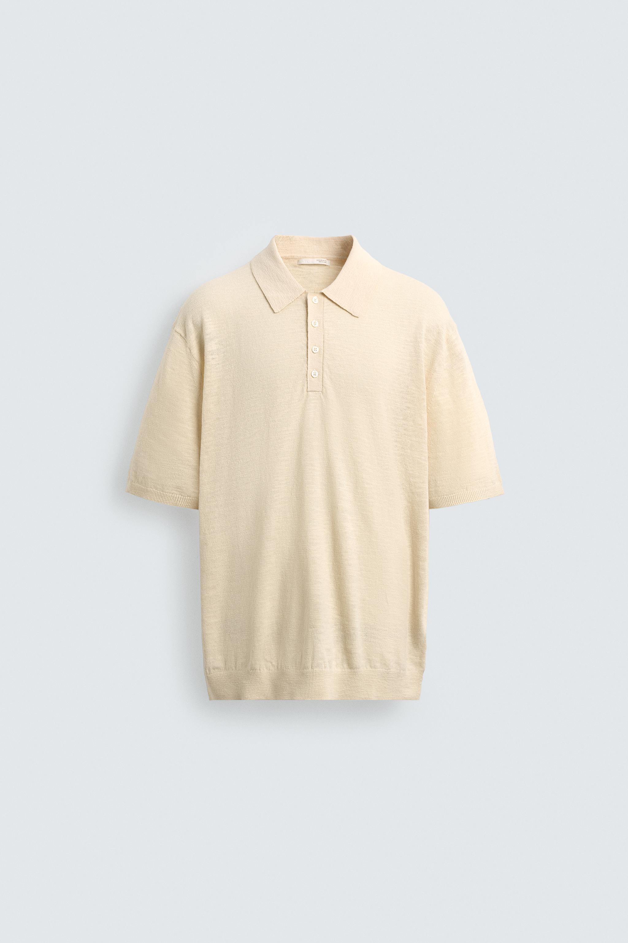 COTTON LINEN BLEND KNIT POLO