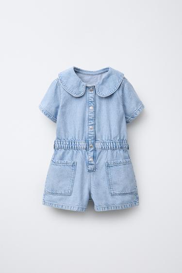 BUKSEDRAGT I DENIM - lys blå fra Zara - Billede 0