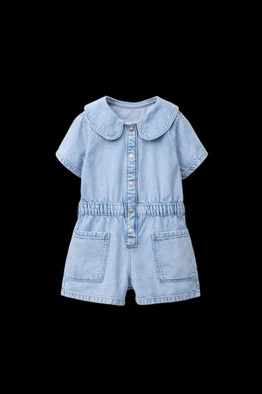 DENIM PLAYSUIT - Light blue by Zara - Image 0