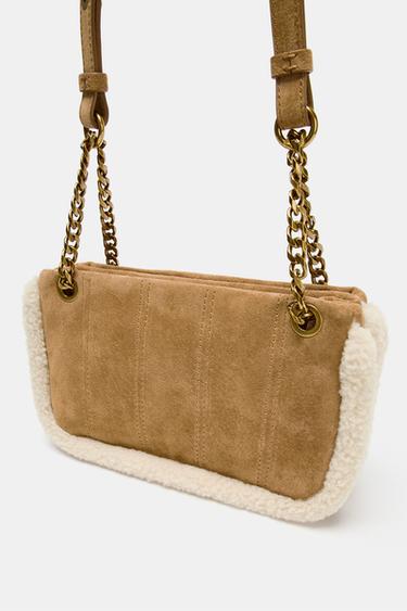 COMBINED LEATHER CROSSBODY BAG - Beige by Zara - Image 1
