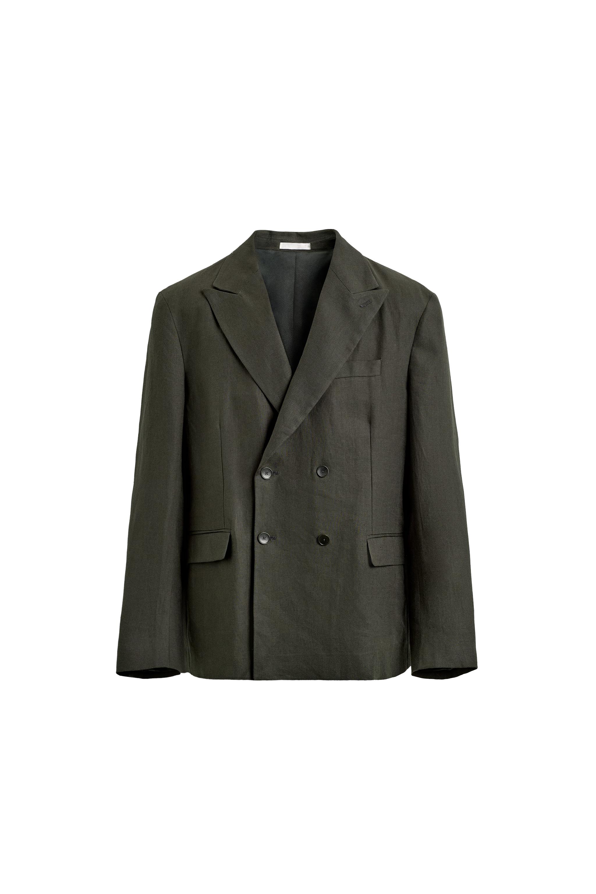 ダブルブレスト仕様リネンブレザー - カーキ | ZARA Japan / 日本
