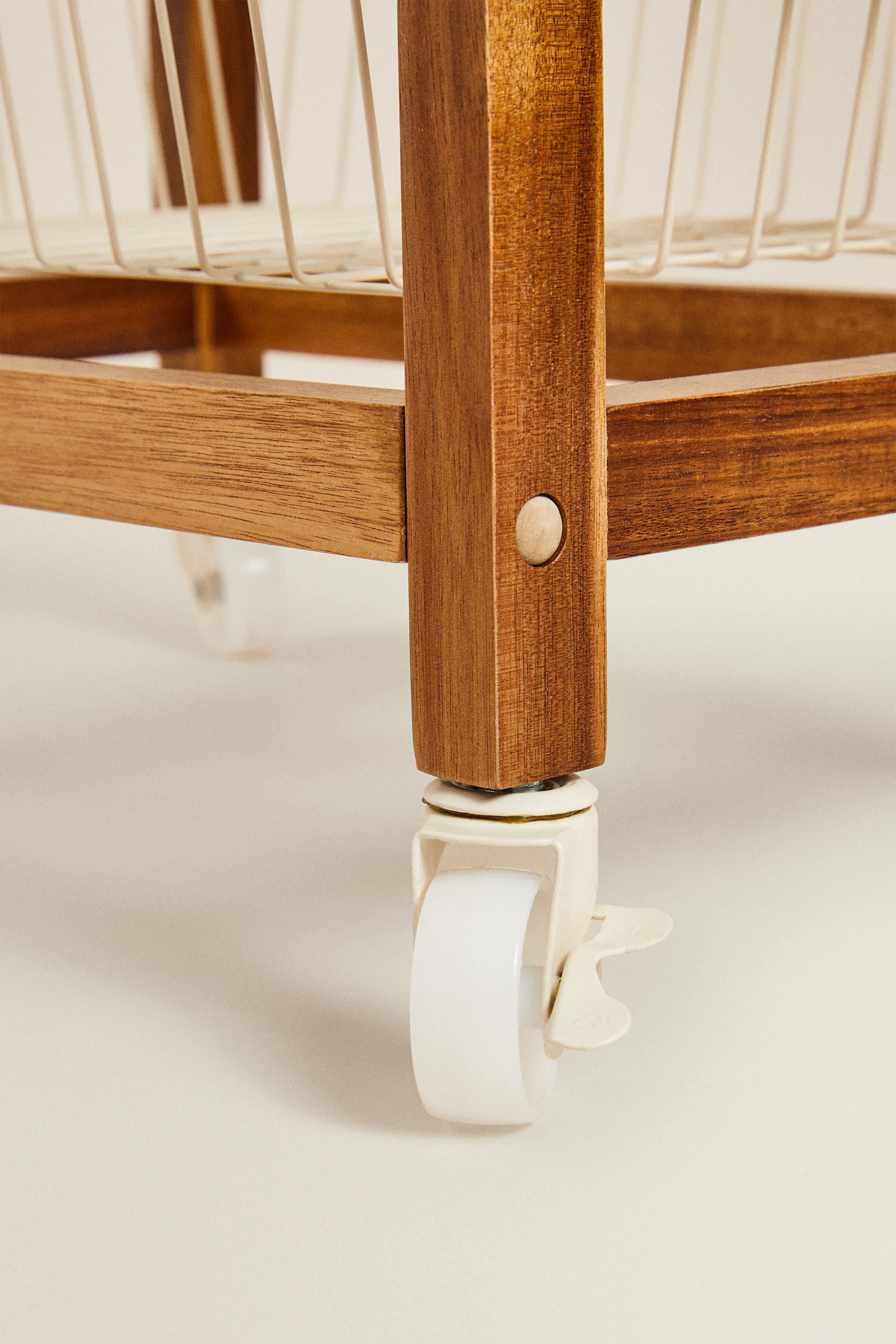 WOOD AND METAL STORAGE FURNITURE WITH WHEELS - Light beige