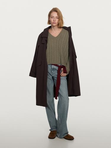 Zara 100% cashmere oversize knit sweater - Greenish