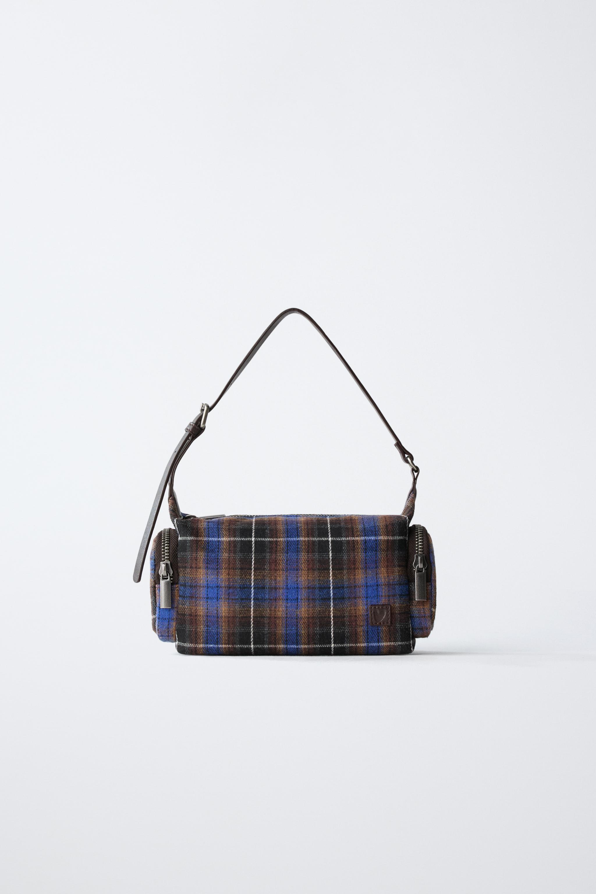 CHECKERED SHOULDER BAG — Eggplant