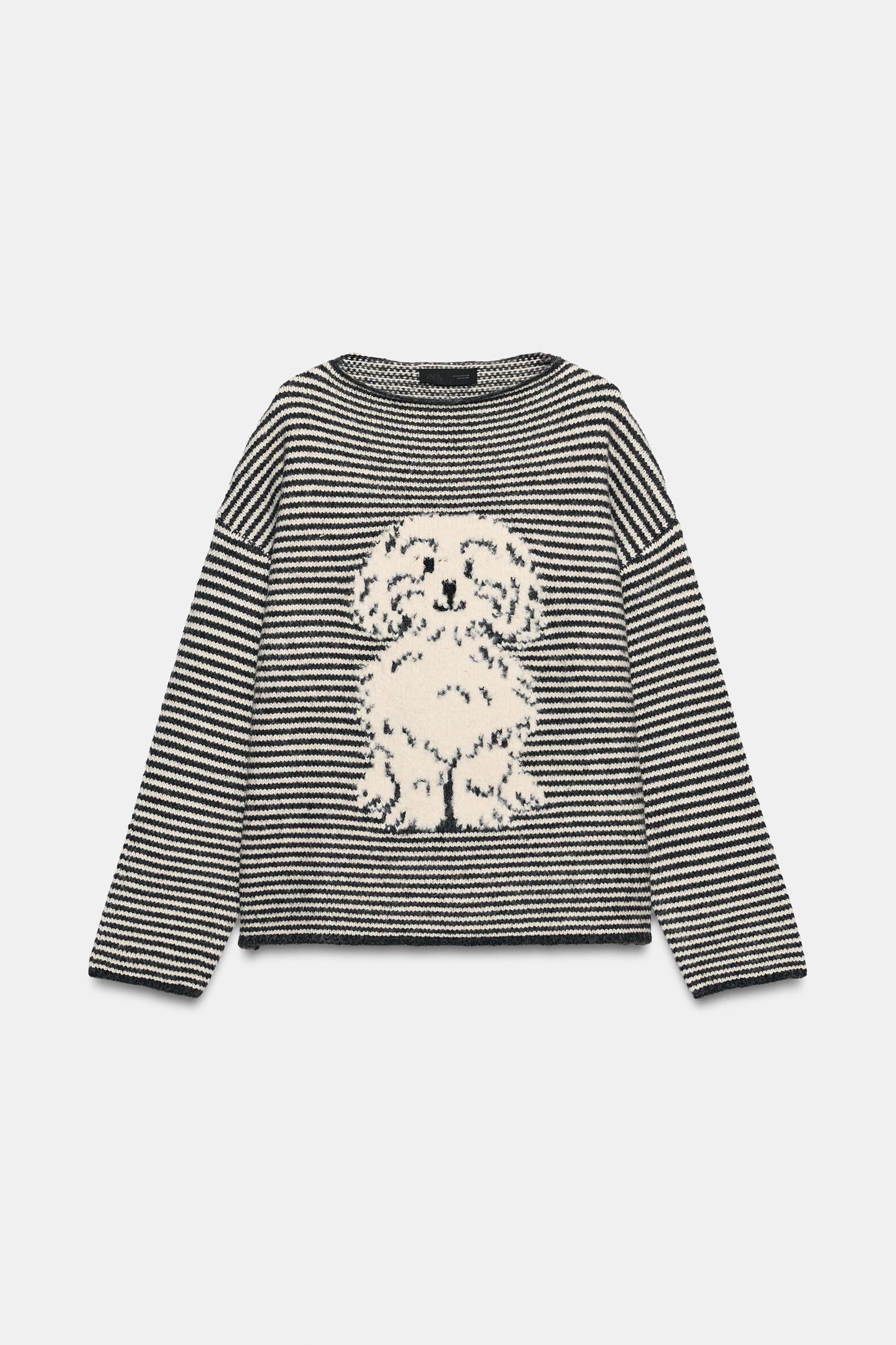 Женский свитер Zara Striped Knit, цвет: Серый — фото 5