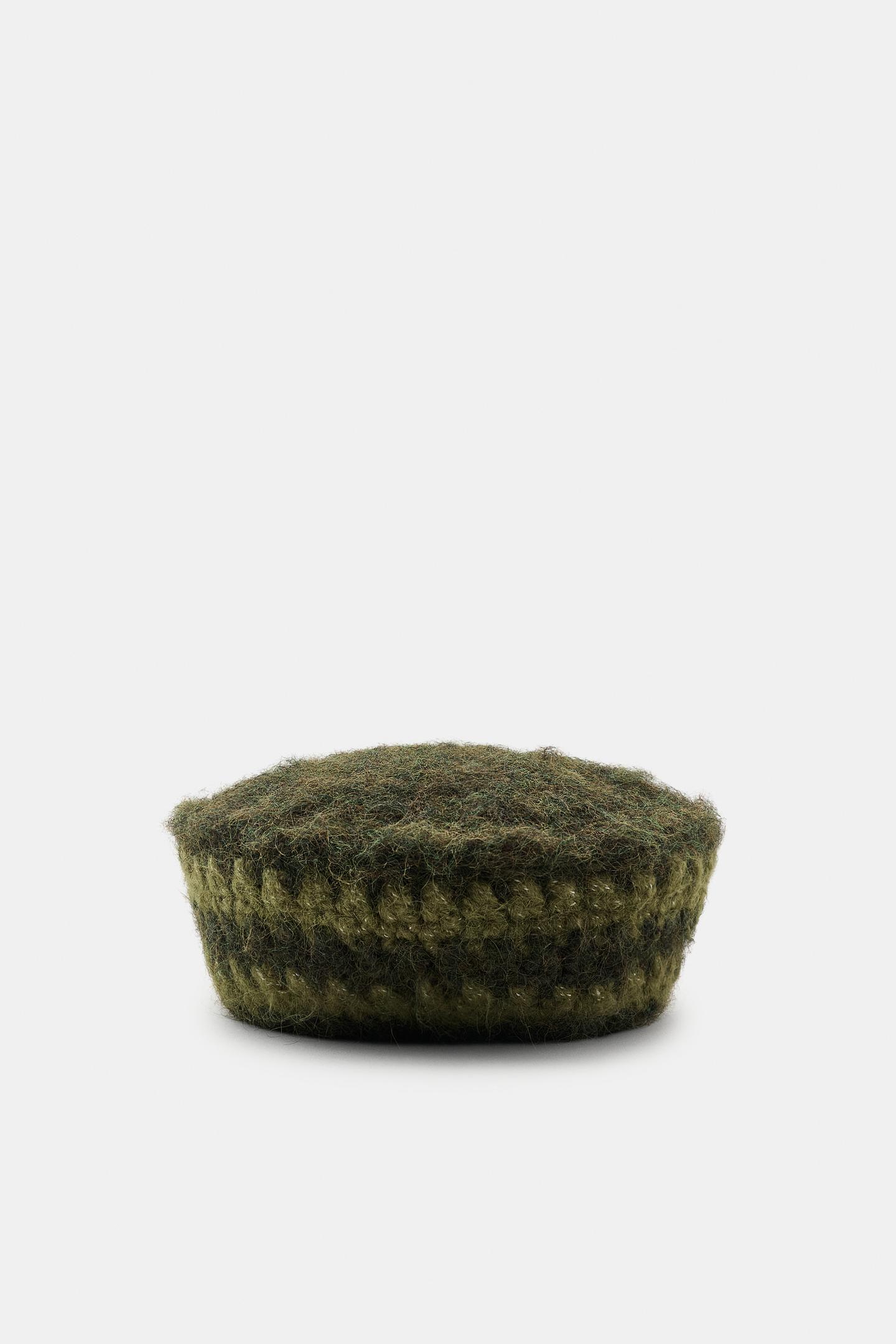 Женская шапка Zara Knit Beanie, цвет: Зелёный — фото 3