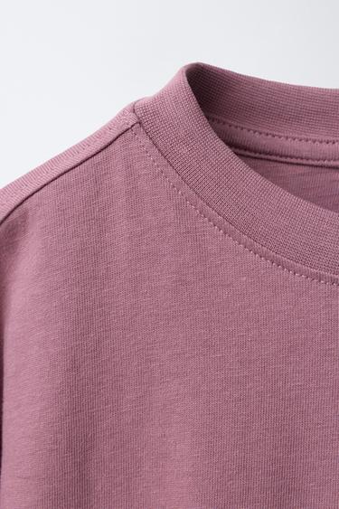 T-SHIRT À POCHE ET ÉTIQUETTE - mauve cassé de Zara - Image 2