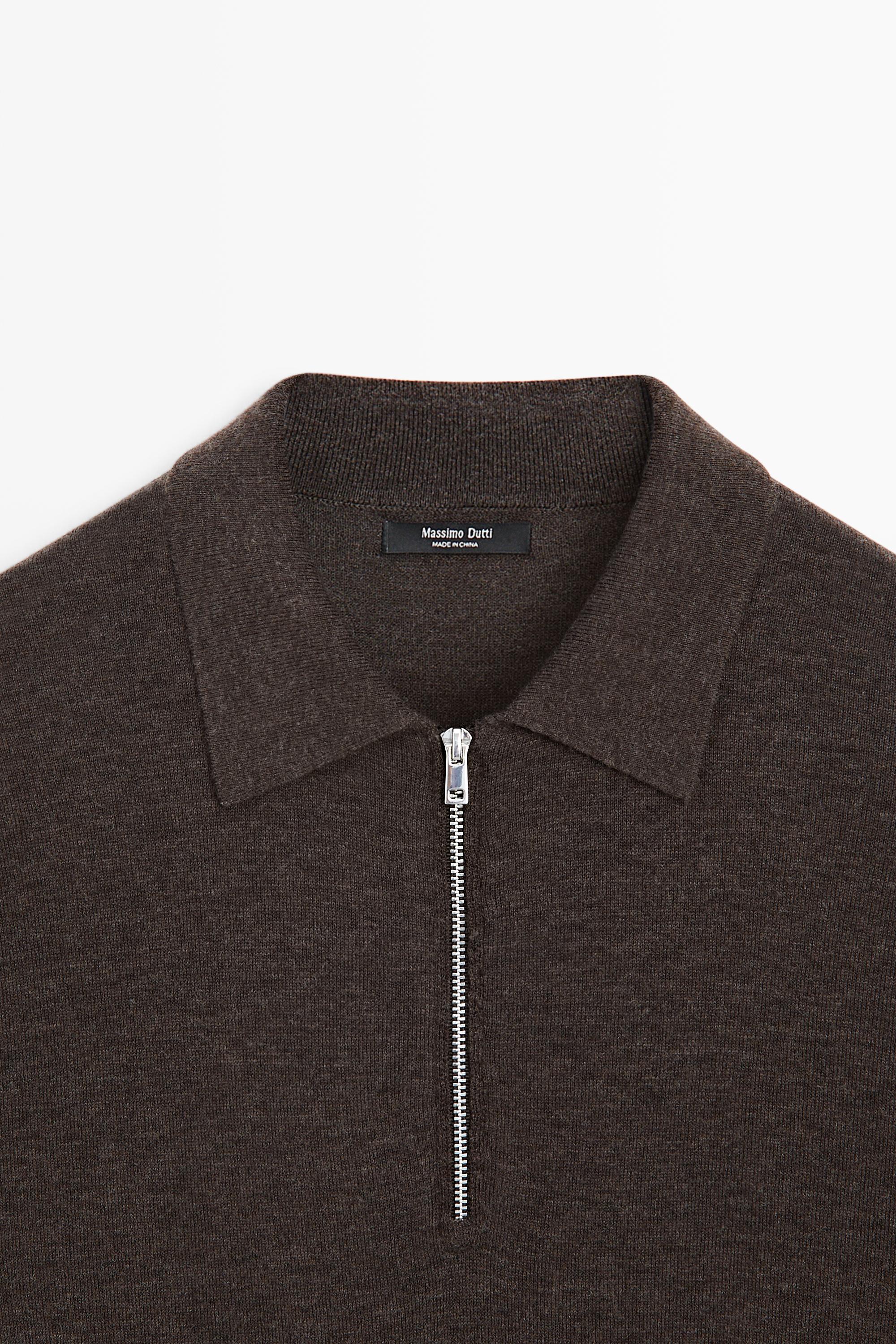Wool blend quarter-zip knit sweater