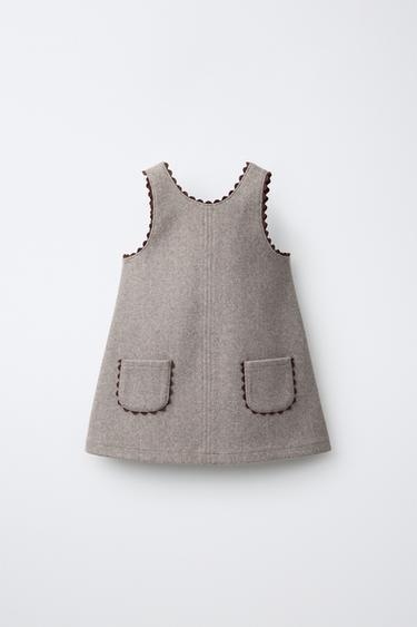 WAVE TRIM PINAFORE DRESS — Sand 1