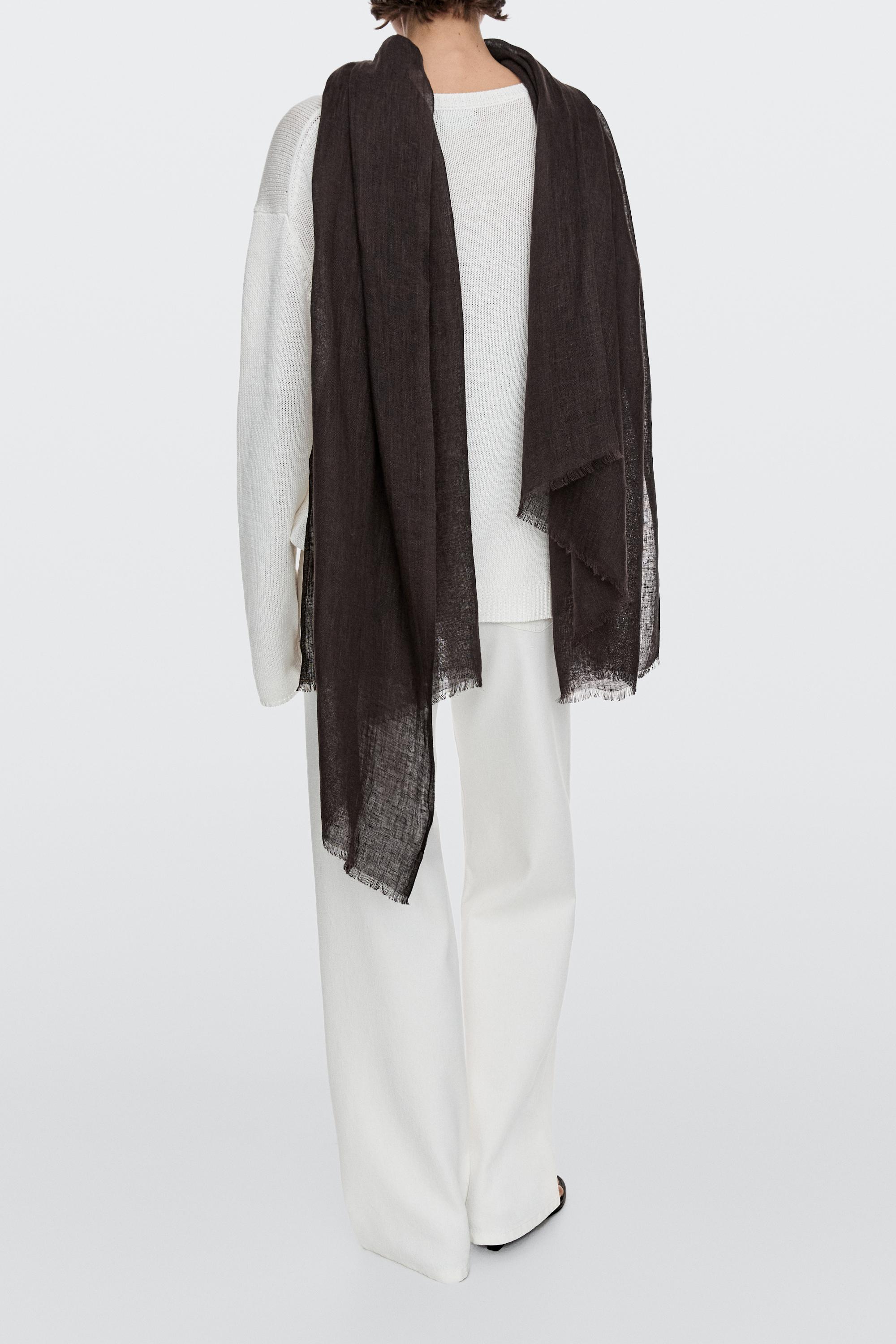 Plain 100% linen scarf
