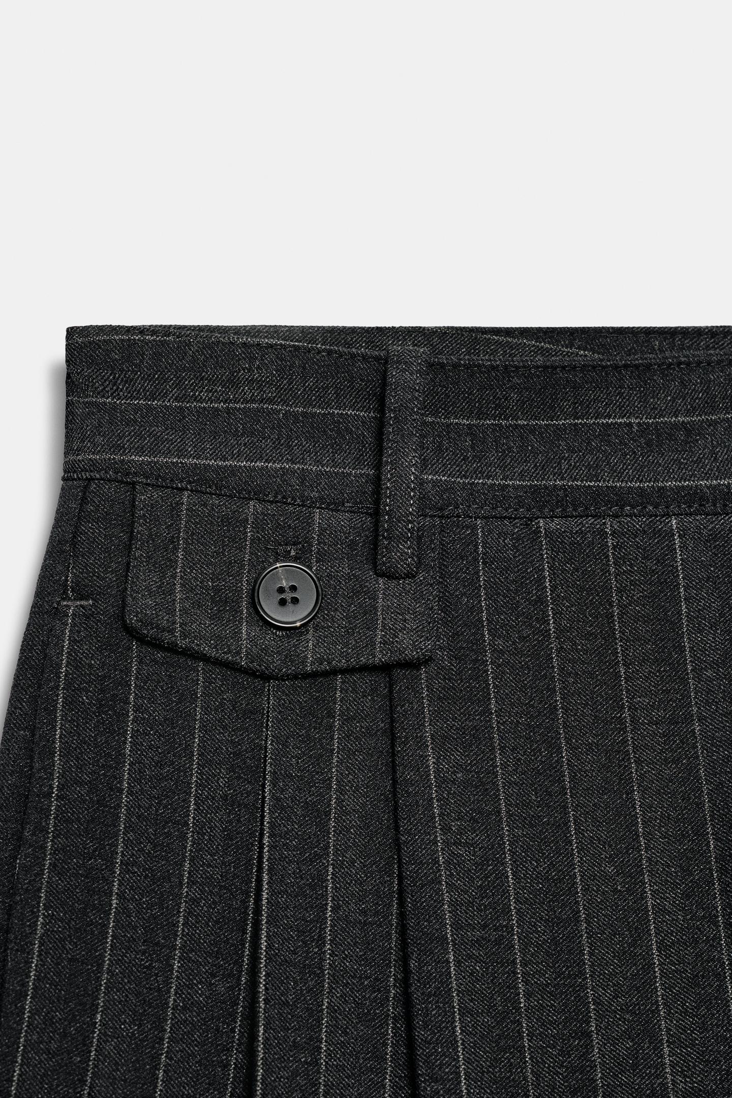 Женские брюки Zara Pinstripe, цвет: Тёмный серый — фото 9