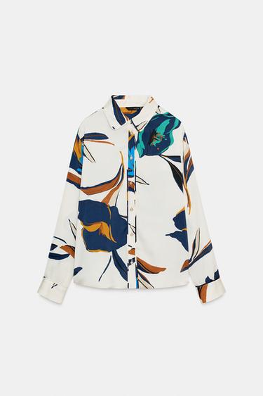 CHEMISE SATINÉE À IMPRIMÉ FLORAL - Multicolore de Zara - Image 5