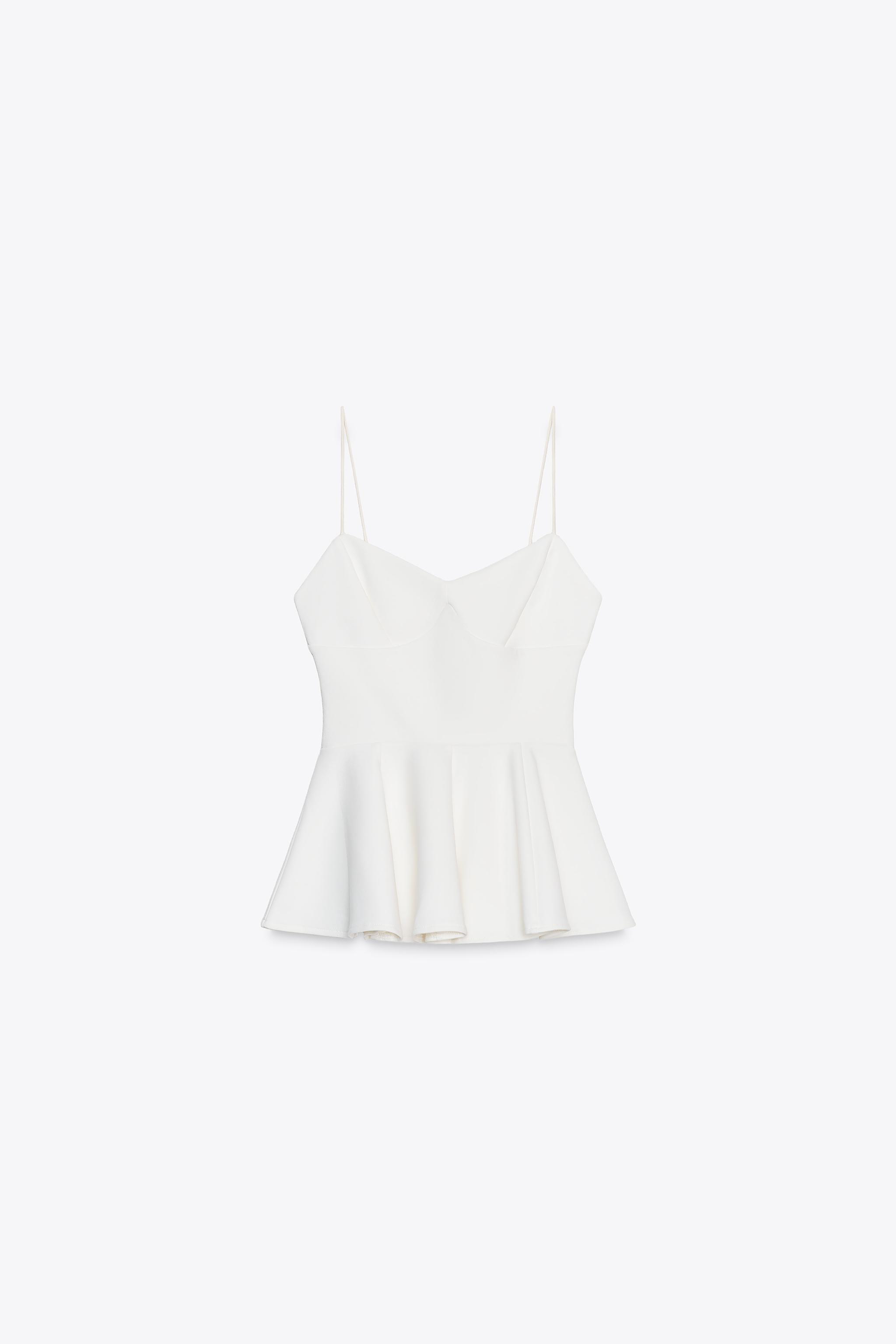 INTERLOCK PEPLUM STRAPPY TOP