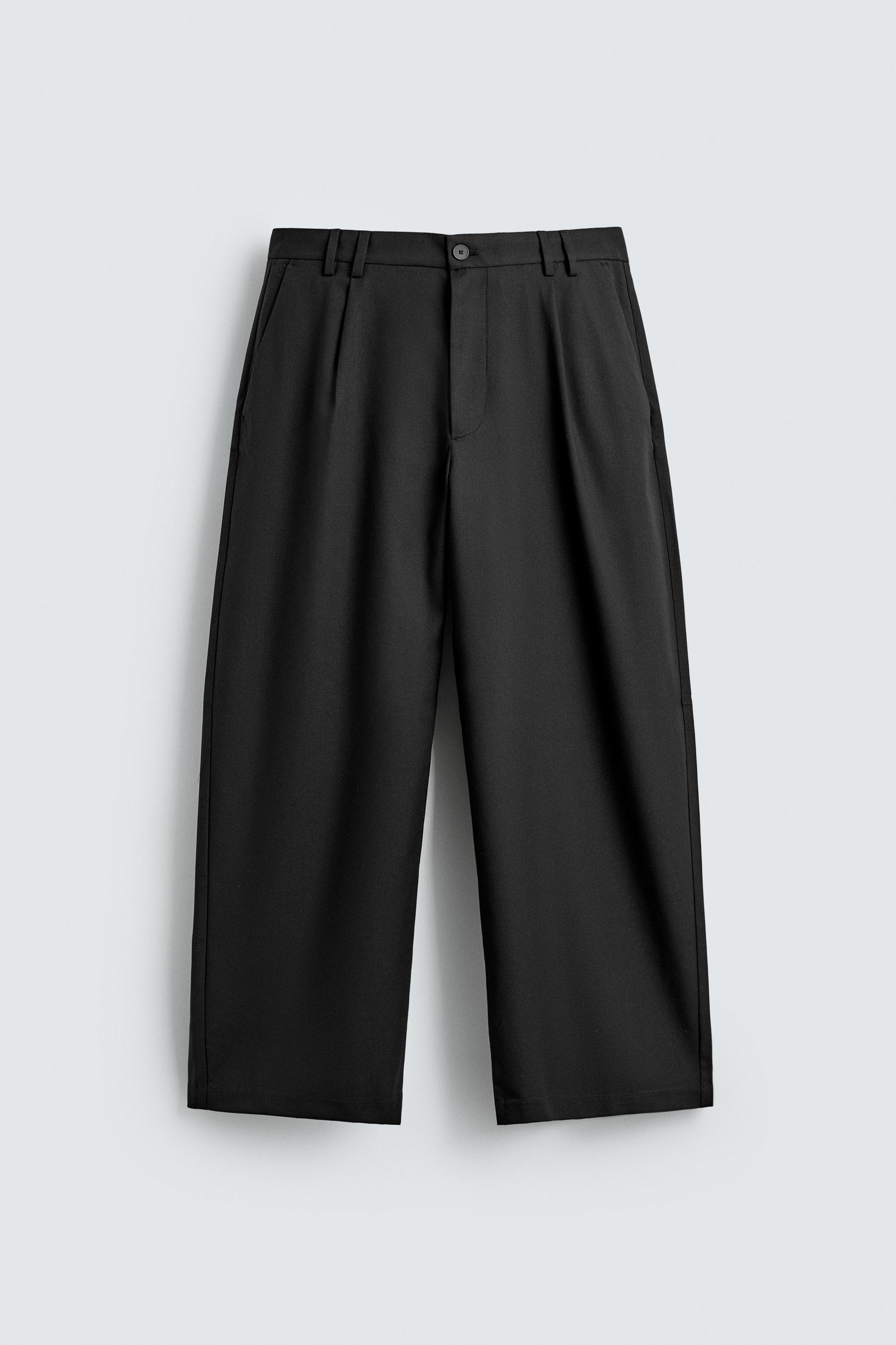 RELAXED FIT PLEATED SUIT PANTS