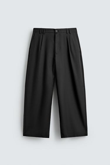 RELAXED FIT SUIT TROUSERS WITH PLEATS - Black by Zara