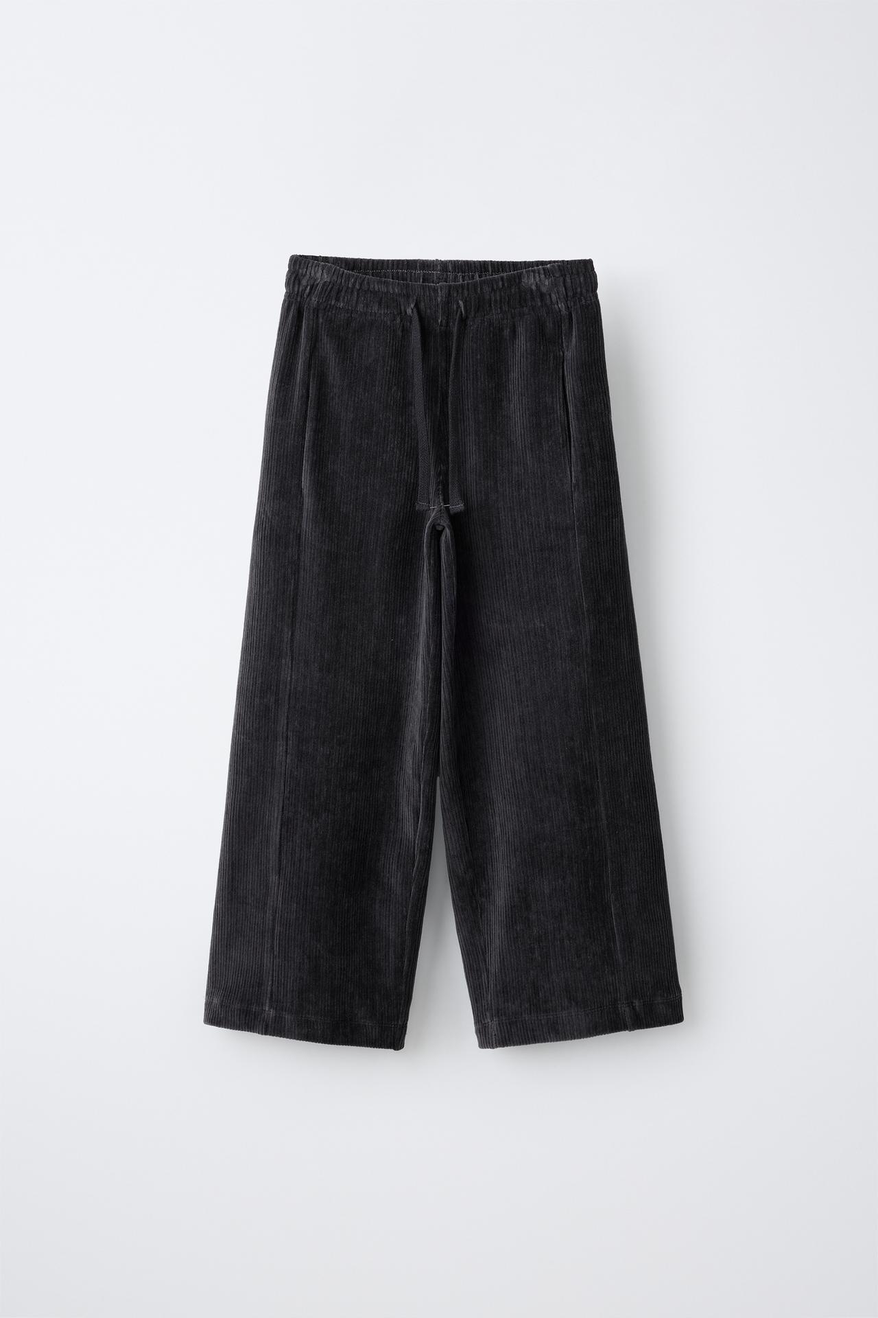 WIDE-LEG CORDUROY PANTS — Anthracite grey