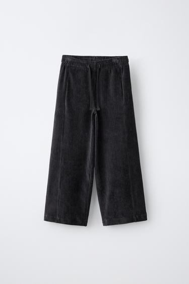 WIDE-LEG CORDUROY PANTS — Anthracite grey 1