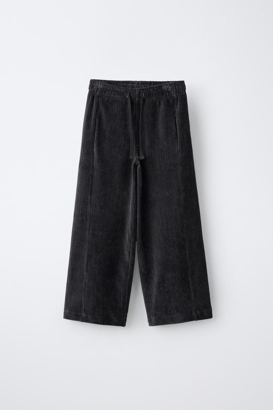 CORDUROY WIDE-LEG TROUSERS - Anthracite grey by Zara - Image 0