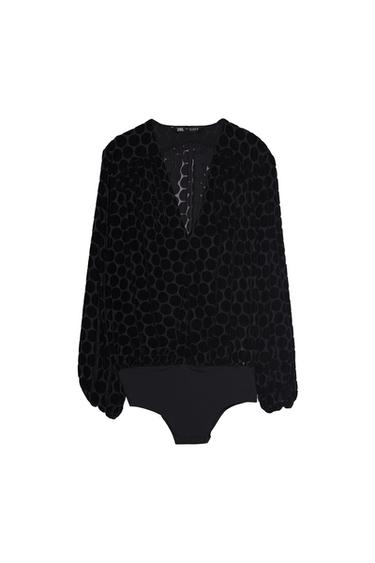CONTRASTING POLKA DOT BODYSUIT