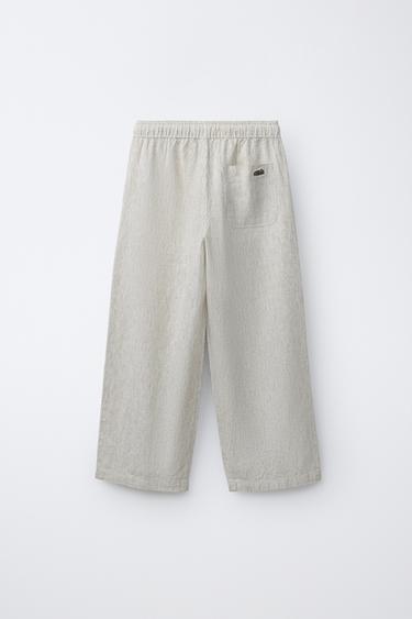 PANTALON STYLE PYJAMA À RAYURES - Écru de Zara - Image 1