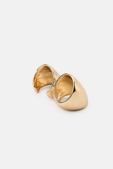 DOUBLE METAL RING - Golden by Zara - Image 3