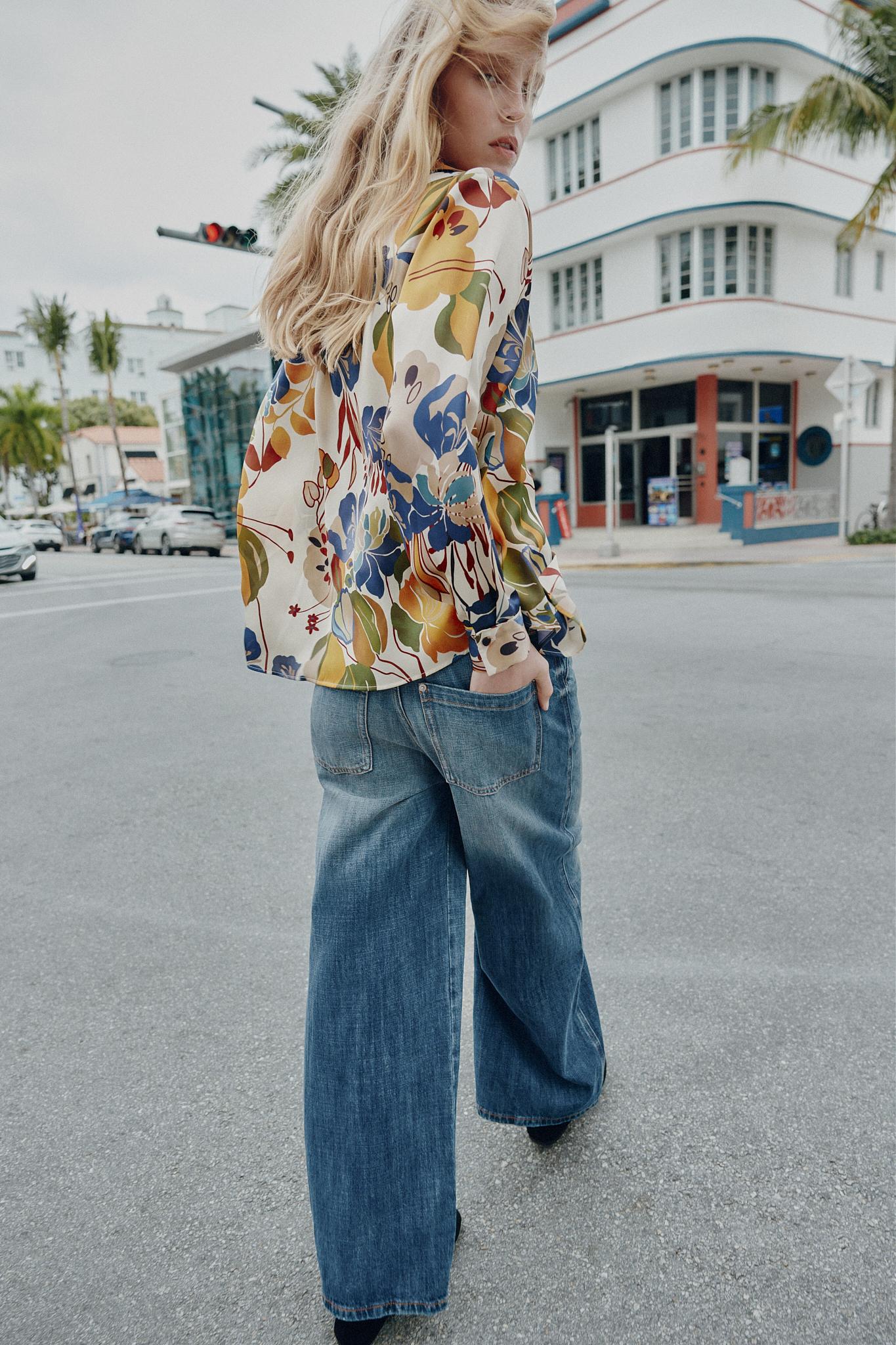 PRINTED SATIN EFFECT BLOUSE