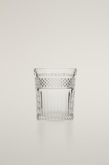RAISED DESIGN GLASS TUMBLER - Transparent by Zara