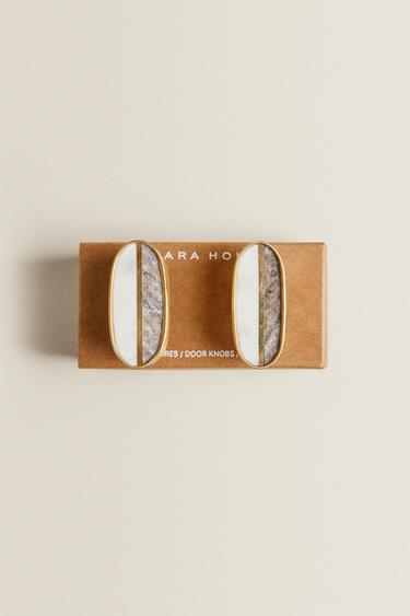 PACK OF CONTRAST MARBLE DOOR KNOBS (PACK OF 2) - White by Zara - Image 5
