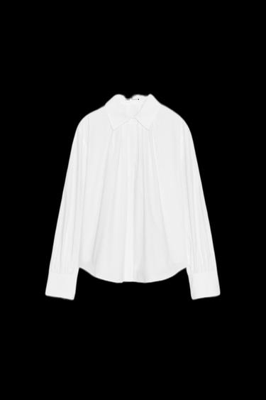 ZW COLLECTION PLEATED POPLIN SHIRT - White by Zara - Image 0