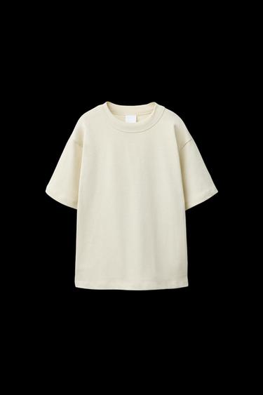 Zara PLAIN T-SHIRT WITH LABEL - Green - Image 0