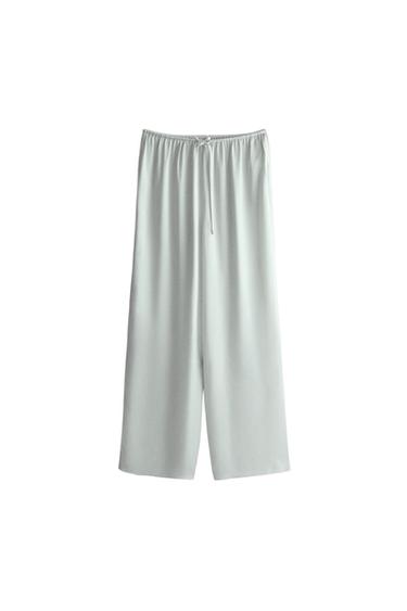 PANTALÓN SEDA MORERA - Verde agua de Zara