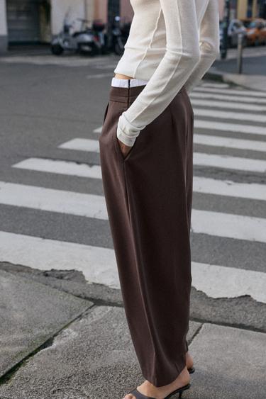 BARREL TROUSERS WITH DOUBLE WAIST - Brown by Zara - Image 2