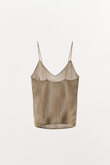 TOP EN MAILLE SEQUINS - Doré de Zara - Image 6