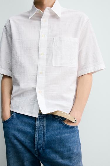 CHEMISE RELAXED FIT TEXTURÉE - Blanc de Zara - Image 4