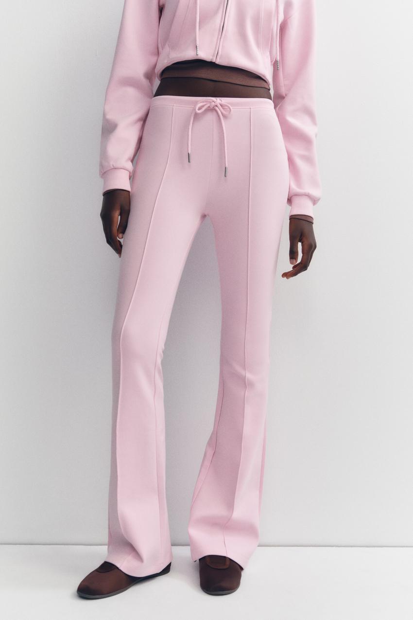 FLARE INTERLOCK PANTS WITH SEAMS