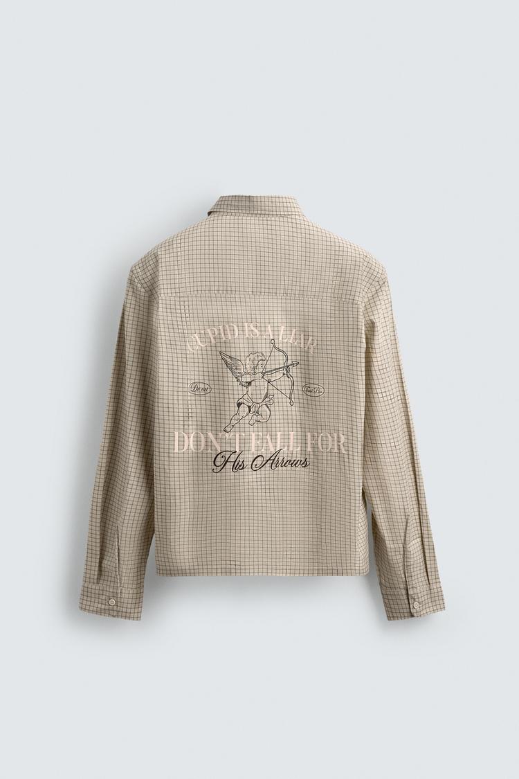 ZARA CUPID PRINT CHECK SHIRT