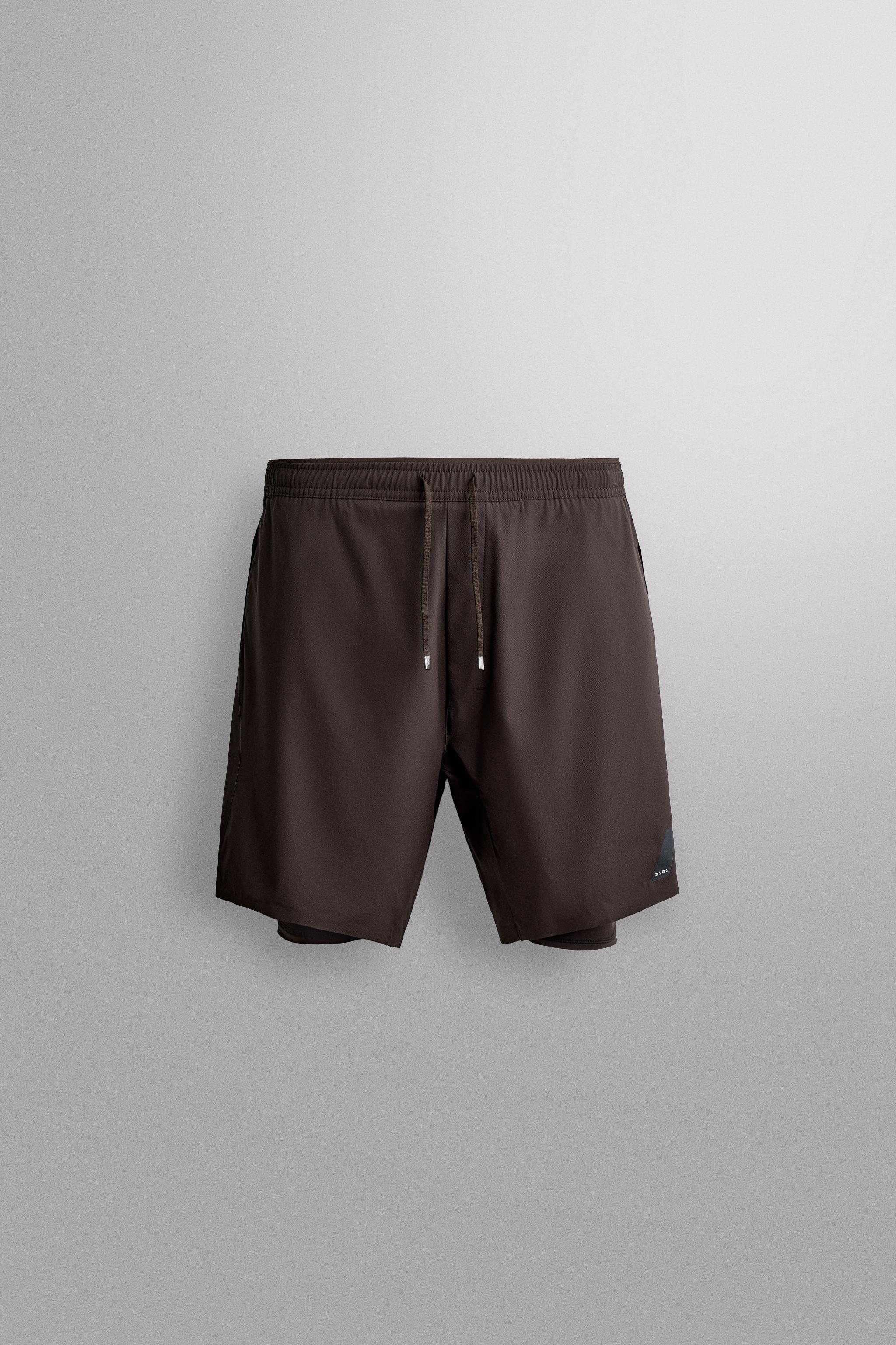 2-IN-1 TRAINING SHORTS — Brown