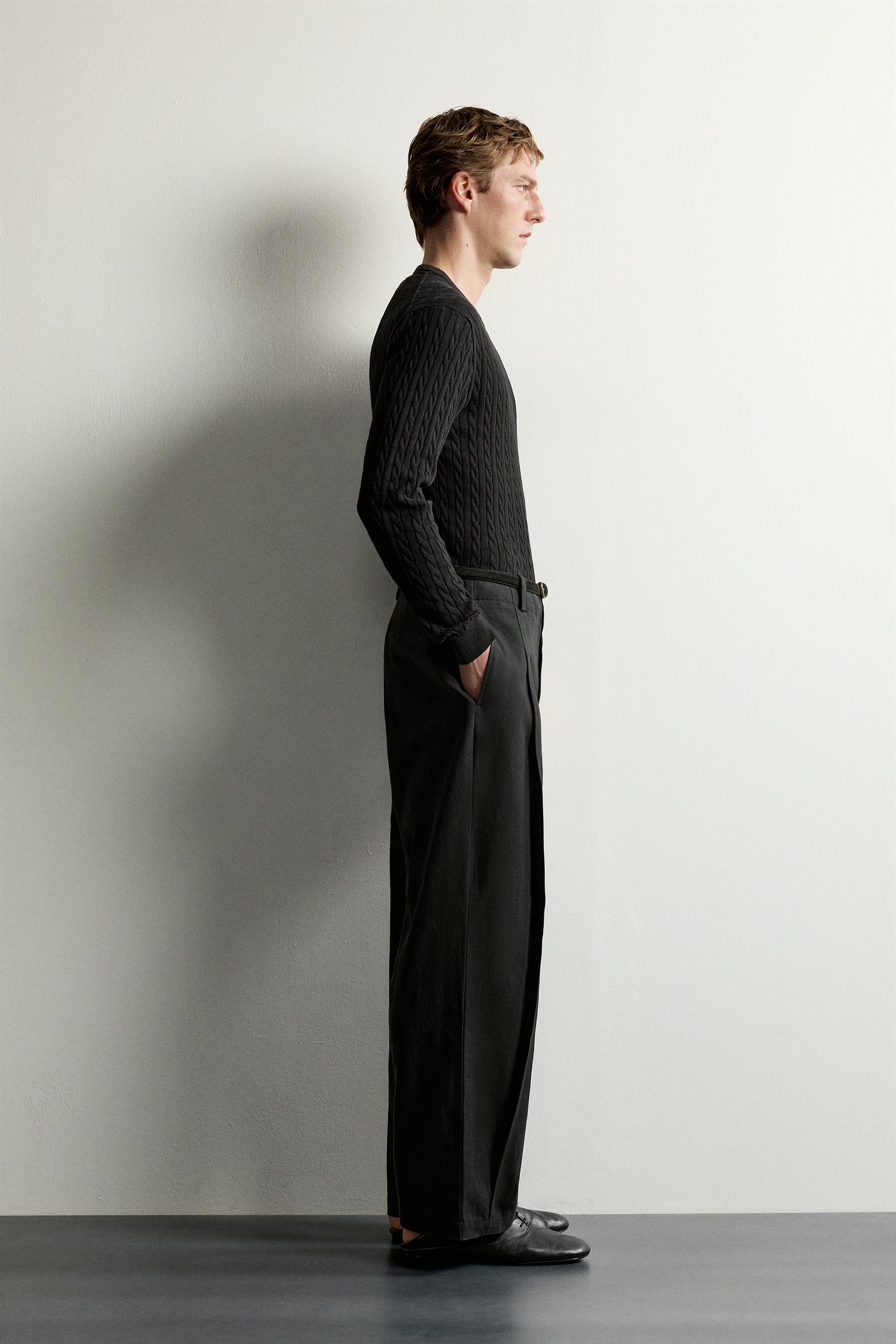 LYOCELL-COTTON PLEATED PANTS