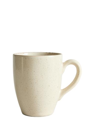 STONEWARE MUG WITH ANTIQUE FINISH RIM - Light ecru by Zara