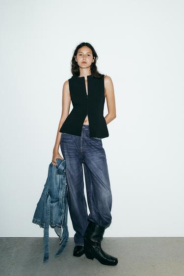 FITTED ZIP TOP - Black by Zara - Image 0