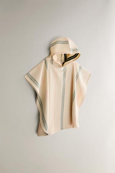 CHILDREN'S BEACH PONCHO WITH MULTICOLOURED STRIPES - Ecru by Zara - Image 1