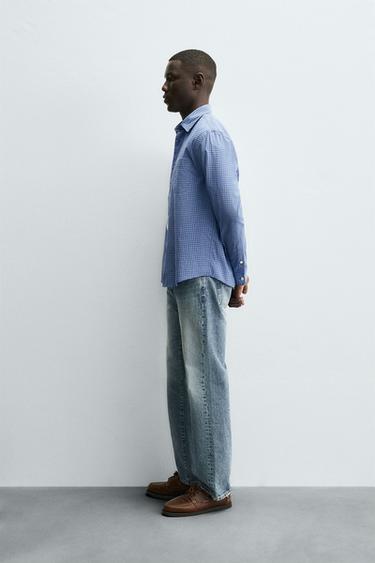 CHECK SHIRT WITH POCKET - Blue/White by Zara - Image 3