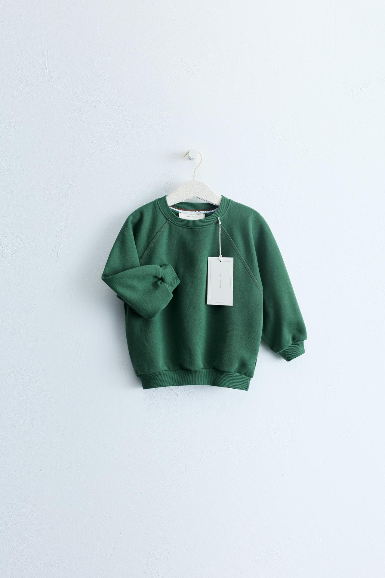 ZARA TIMELESS PLAIN SWEATSHIRT — GREEN