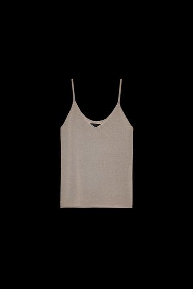 KNITTED STRAPPY TOP - Straw by Zara - Image 0
