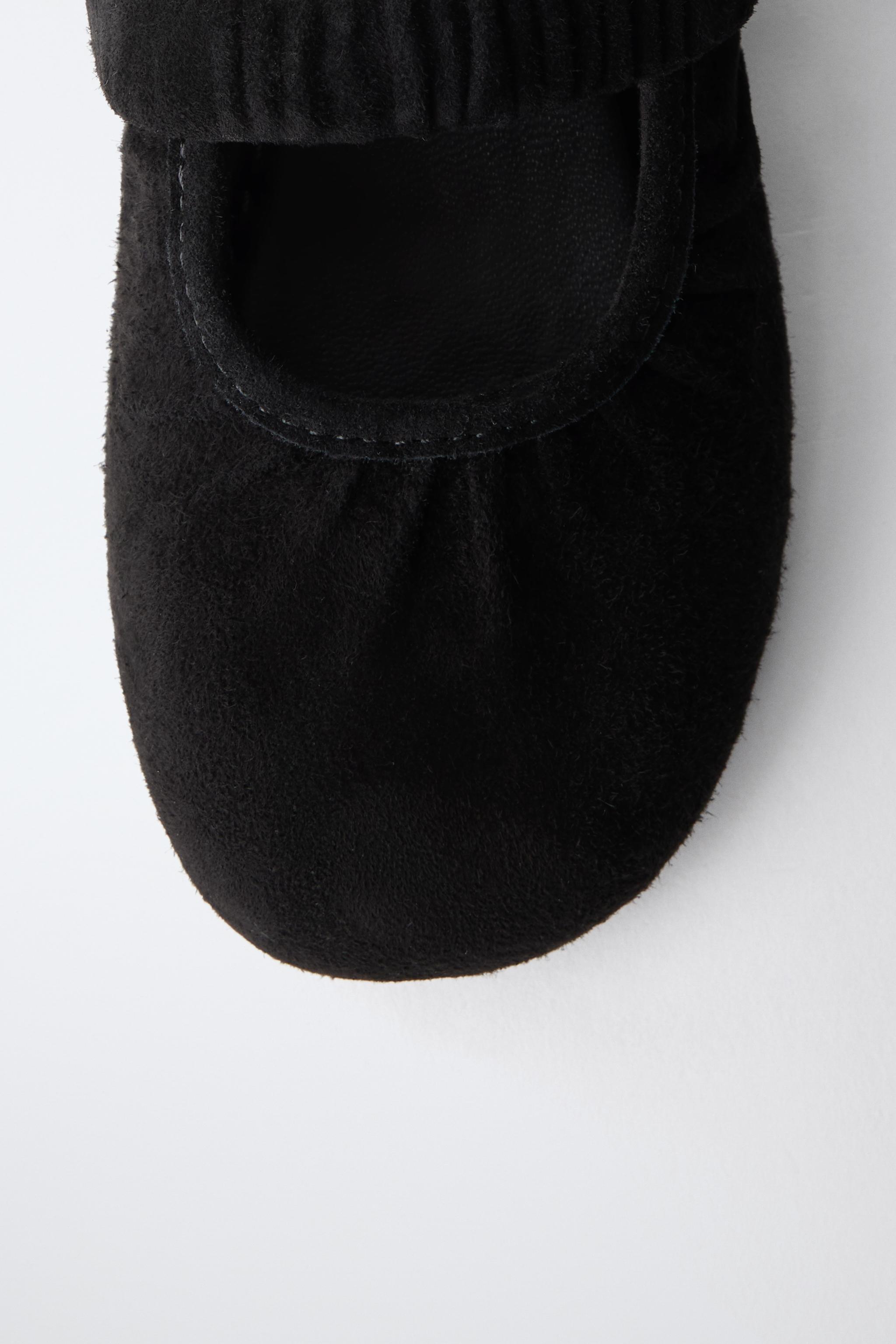 GATHERED LEATHER BALLET FLATS