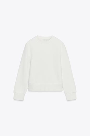 SWEAT BASIQUE EN COTON - Écru de Zara